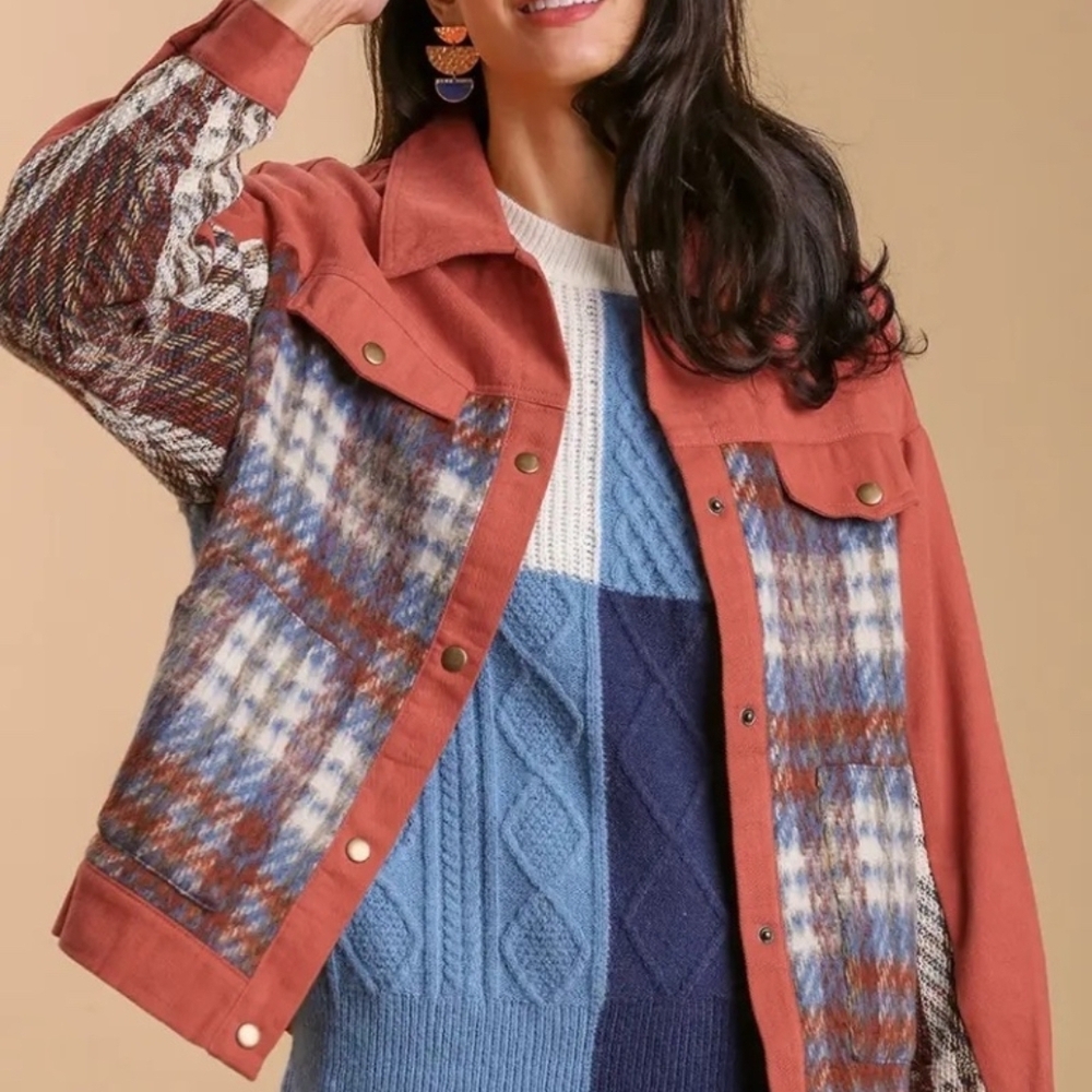 Umgee Women's Multicolor Plaid Bomber Jacket